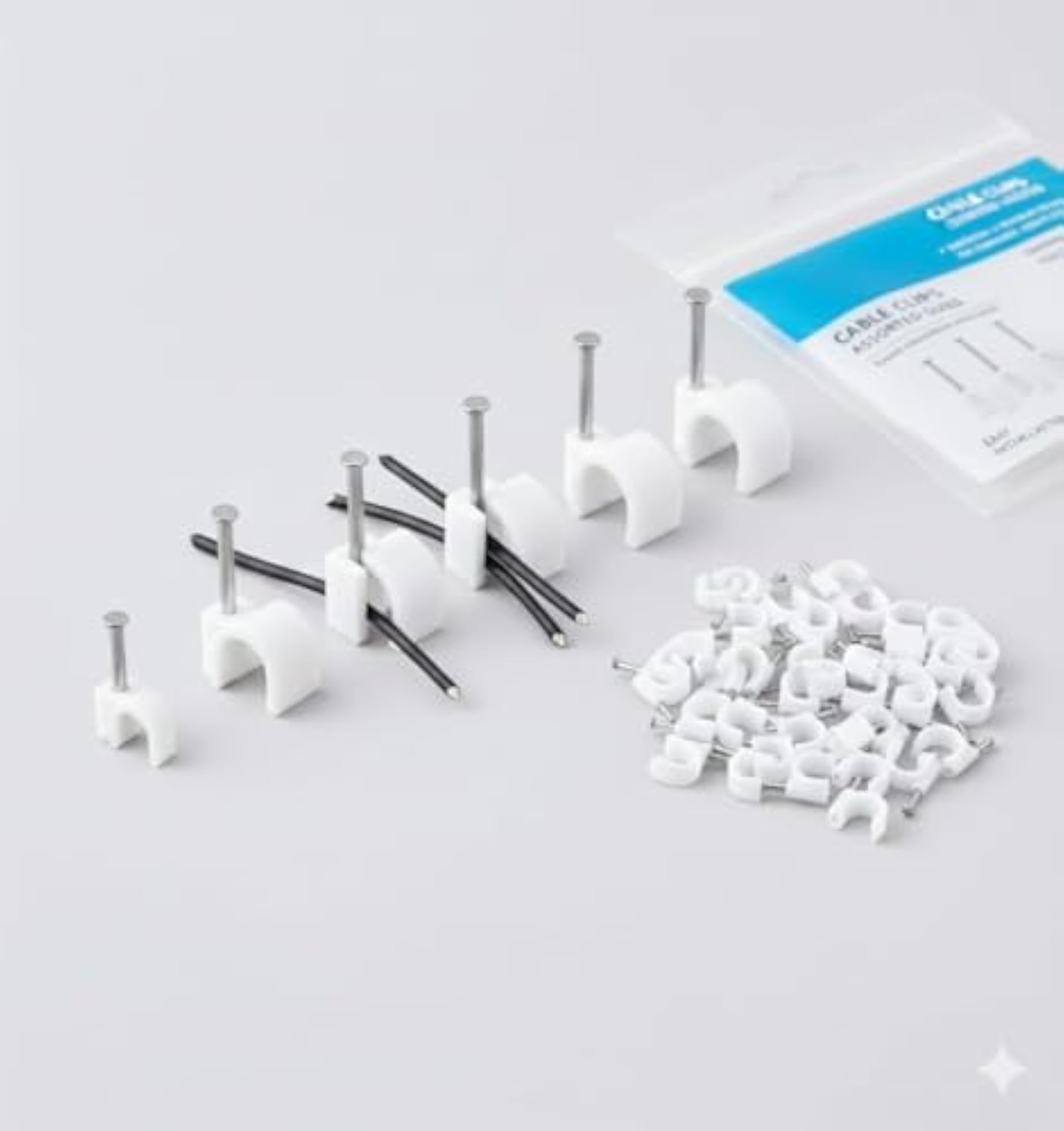 Cable Clips with Nails, Plastic Wire Organizers